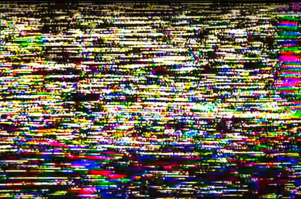 istock Real screen of colorful test television digital glitch. Noise background. 825171676