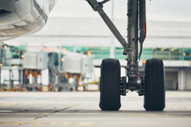 istock Wheels of the airplane 825173226