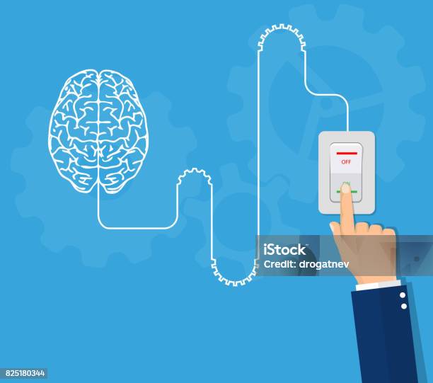 Turn On Idea Stock Illustration - Download Image Now - Hand, Switch, Connection
