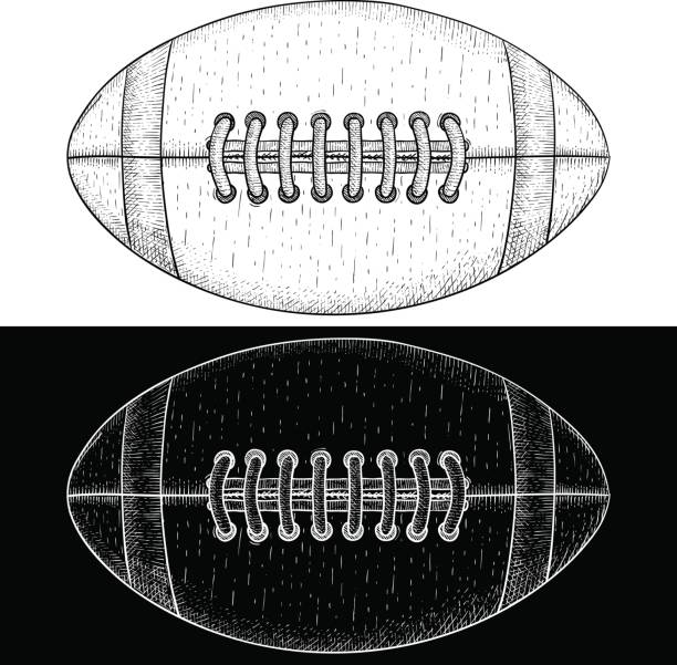istock American football ball. Hand drawn sketch 825181970