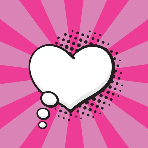komiczny dymek myśli kształt serca - heart shape pink background cartoon vector stock illustrations