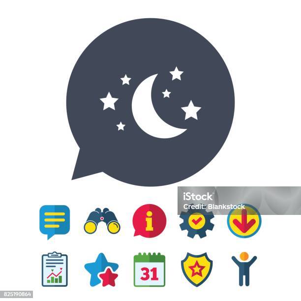 Moon And Stars Sign Icon Sleep Dreams Symbol Stock Illustration - Download Image Now - Art, Badge, Bedtime