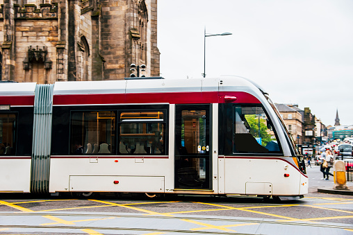 A modern tram in Edinburgh