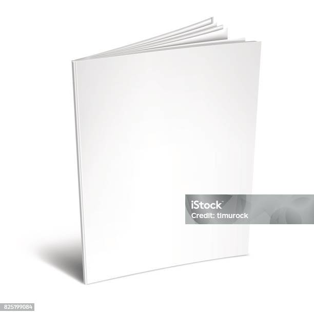 Empty White Book Or Magazine Stock Illustration - Download Image Now - Template, Magazine - Publication, Brochure