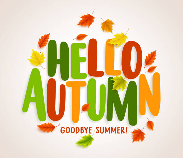 こんにちは秋のベクター バナー デザインとカラフルなメープルの葉します。 - welcome sign illustrations点のイラスト素材／クリップアート素材／マンガ素材／アイコン素材