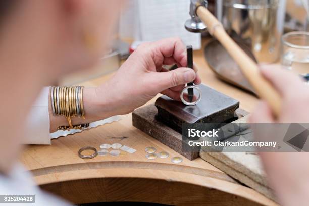 Goldsmith At Work Stock Photo - Download Image Now - Making, Silver - Metal, Silver Colored