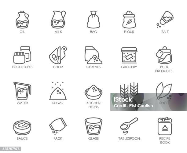 Ilustración de 20 Iconos De Línea En Tema De Cocina Logo De Contorno Aislada Sobre Fondo Blanco Movimiento Editable 48 X 48 Pixel Perfect y más Vectores Libres de Derechos de Ingrediente