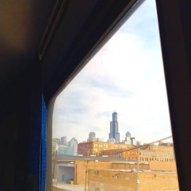 Chicago, Illinois, USA - 2019: The view from the Willis Tower, a 110-story 1,450-foot (442.1 m) skyscraper in the downtown district.