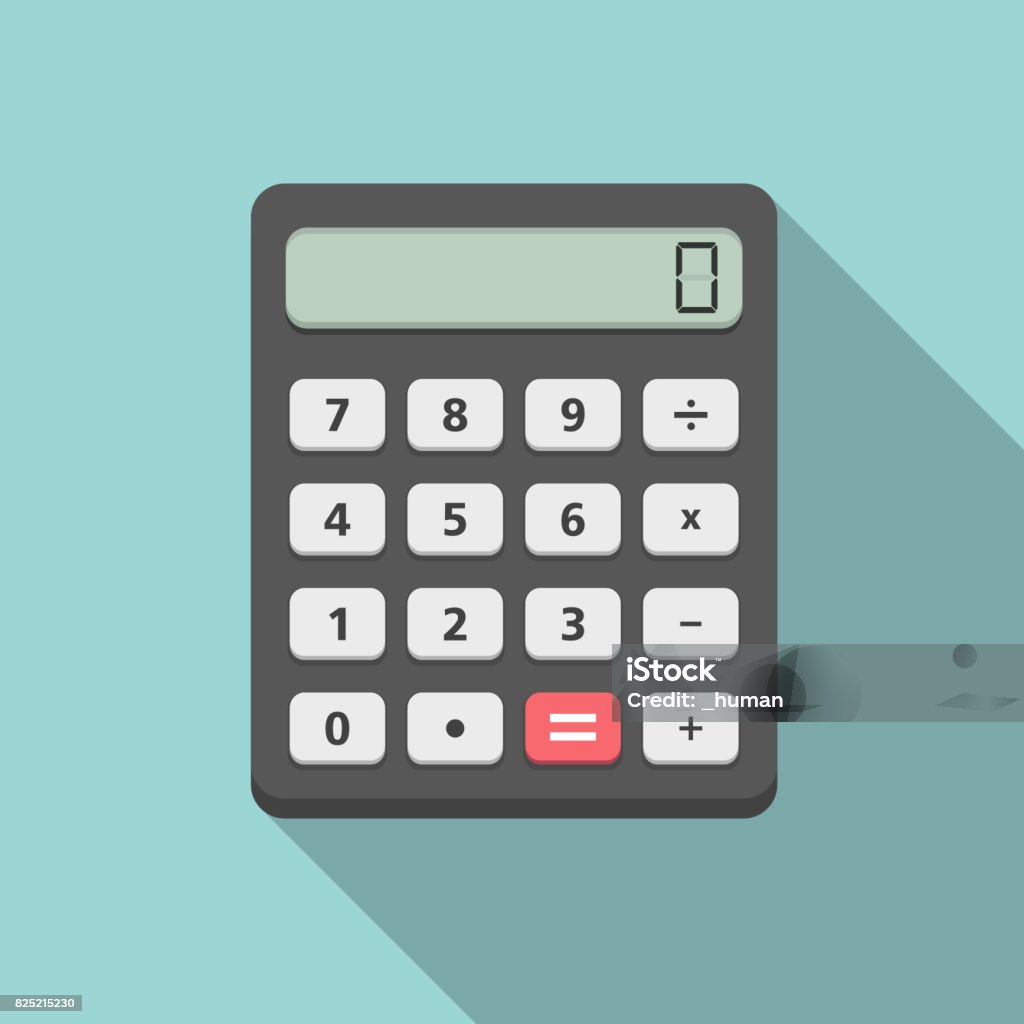 Calculator Calculator with long diagonal shadow, flat design, vector eps10 illustration Calculator stock vector