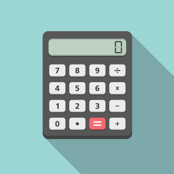 Calculator Calculator with long diagonal shadow, flat design, vector eps10 illustration calculator stock illustrations