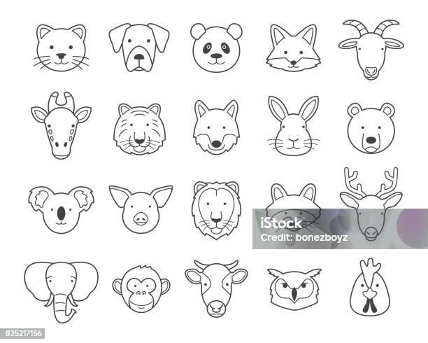 Teste Di Animali - Immagini vettoriali stock e altre immagini di Icona - Icona, Testa di animale, Animale