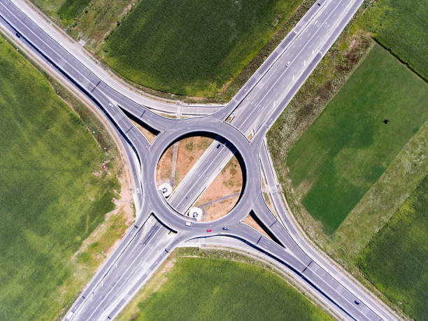 istock Aerial view of a Roundabout 825222800