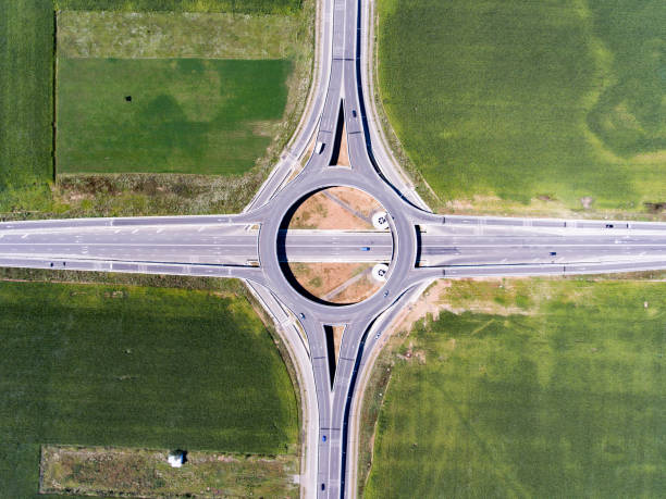 istock Aerial view of a Roundabout 825222918