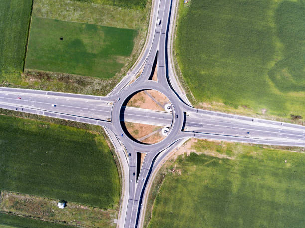 istock Aerial view of a Roundabout 825223150