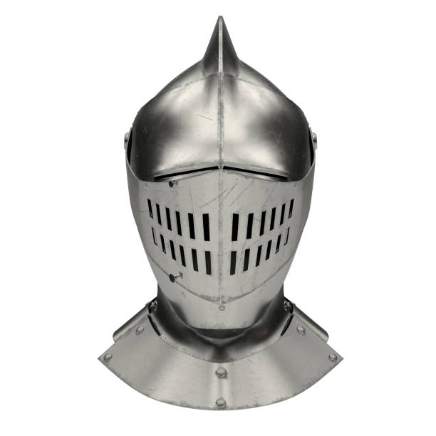 mittelalterliche ritter armet helm - sportschutzhelm stock-fotos und bilder
