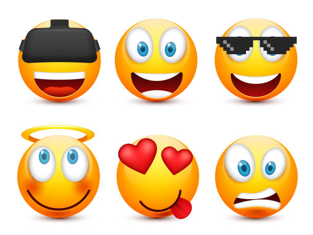 istock Smiley with blue eyes,emoticon set. Yellow face with emotions. Facial expression. 3d realistic emoji. Sad,happy,angry faces.Funny cartoon character.Mood.Vector illustration 825242822