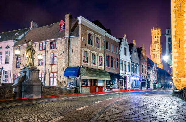 istock Night view over Brugge canal, Belgium 825245206