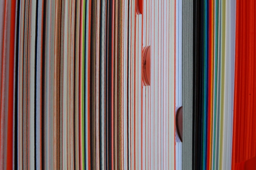 stack of colored cardboard