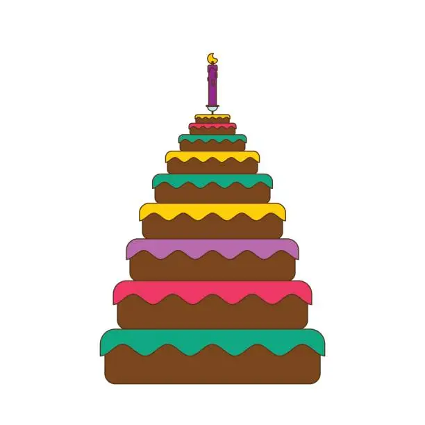 Vector illustration of Cake big. Great pie. Food Birthday. Festive meat