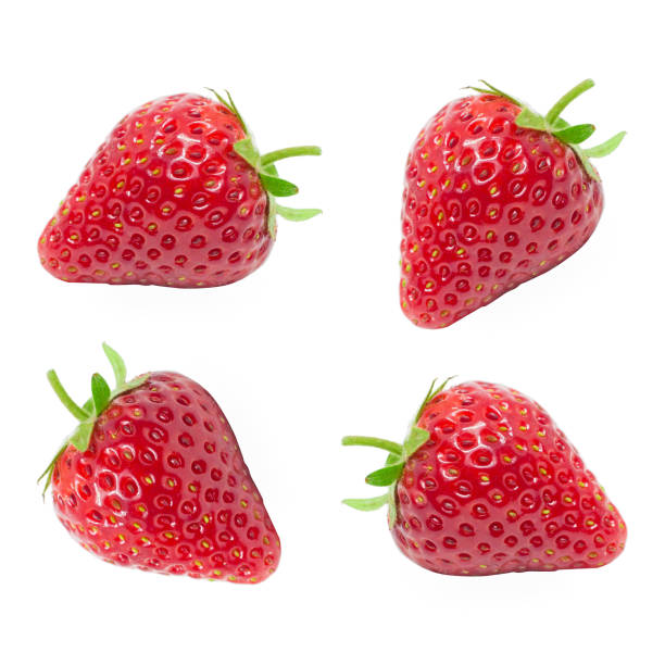 istock Fresh juicy red strawberry isolated  white background. 825258384