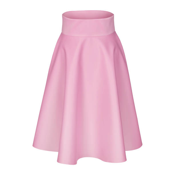 istock Classic midi pale pink  silk satin skirt isolated on white 825272316