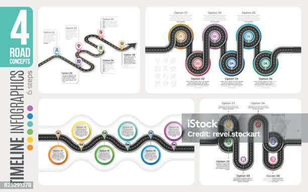 Navigationskarte 6 Schritte Timeline Infografik Konzepte 4 Wicklung Stock Vektor Art und mehr Bilder von Straßenkarte