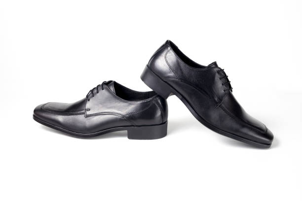 istock Male Black Leather Shoe on White Background. 825294980