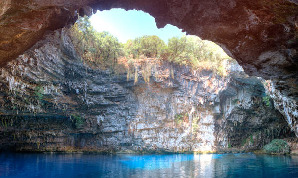 Melissani Cave or Melissani Lake (also Melisani) is a cave located on the island of Kefalonia, northwest of Sami.
