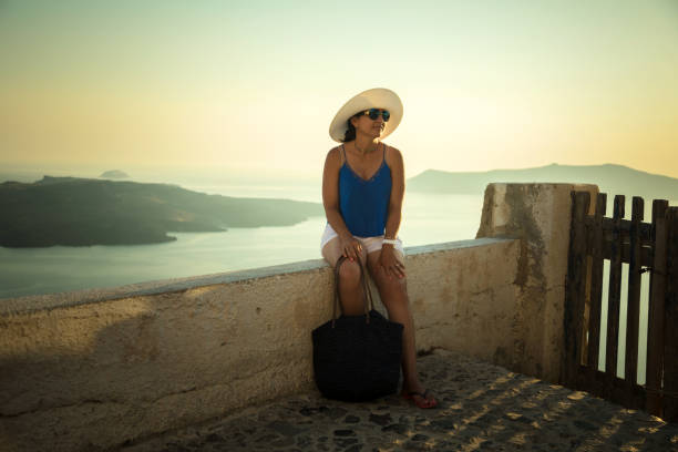 istock Woman in Santorini 825299288