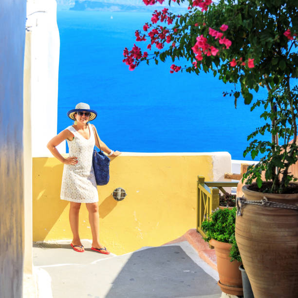 Woman in Santorini