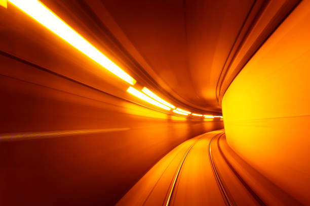 Underground subway tunnel stock photo