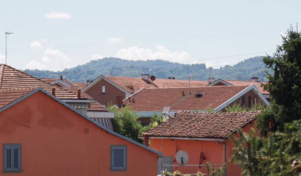 istock Aerial view of Settimo Torinese roofscape 825325692