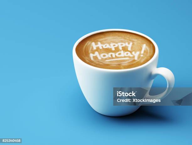 Coffee Cup Concept Message Stock Photo - Download Image Now - Monday, Coffee - Drink, Blue