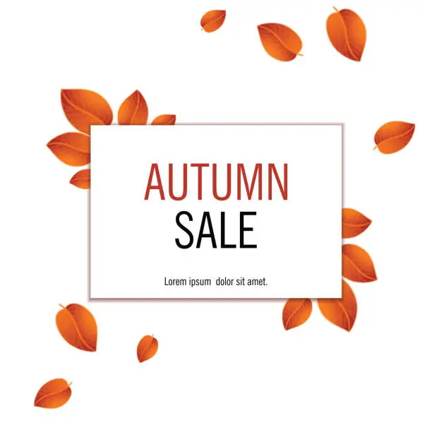 Photo of Autumn sales banner with yellow orange leaves. Vector illustration.