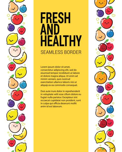 rama płaskich owoców zaprojektowanych z kopią. - symbol food salad icon set stock illustrations