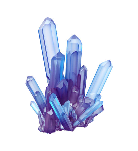istock 3d render, blue crystal isolated on white background, gem, natural nugget, esoteric accessory 825349234