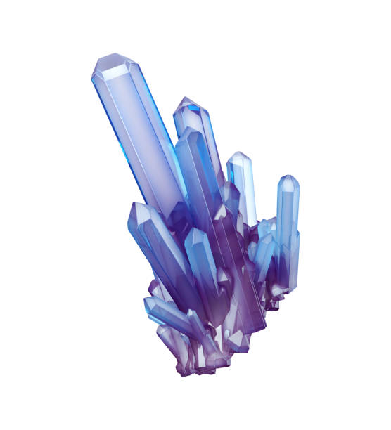 istock 3d render, blue crystal isolated on white background, gem, natural nugget, esoteric accessory 825349370
