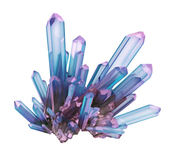 istock 3d render, blue crystal isolated on white background, gem, natural nugget, esoteric accessory 825349424