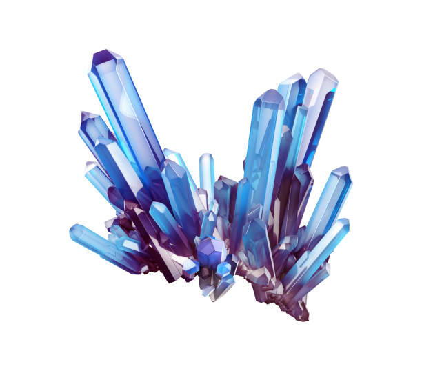 istock 3d render, blue crystal isolated on white background, gem, natural nugget, esoteric accessory 825349448