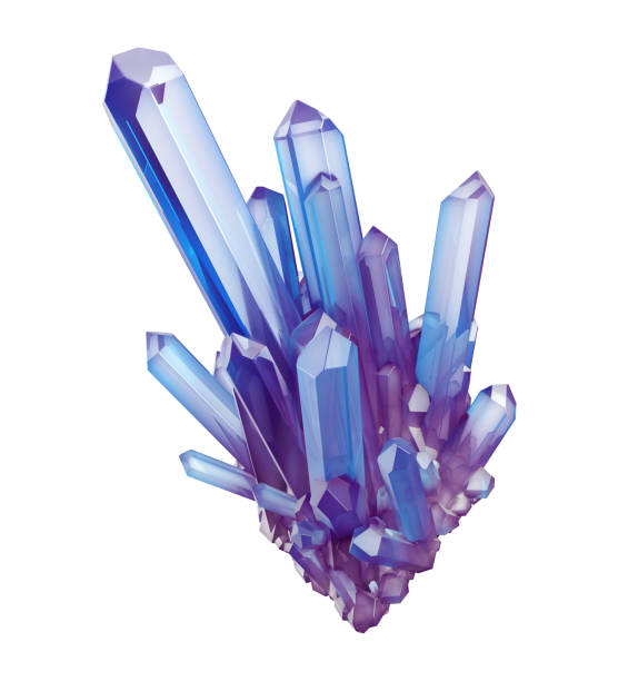 istock 3d render, blue crystal isolated on white background, gem, natural nugget, esoteric accessory 825349644