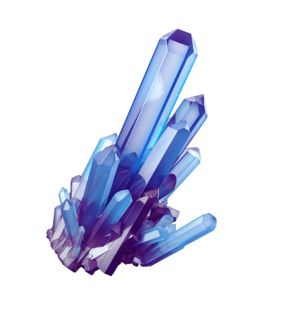 istock 3d render, blue crystal isolated on white background, gem, natural nugget, esoteric accessory 825349690