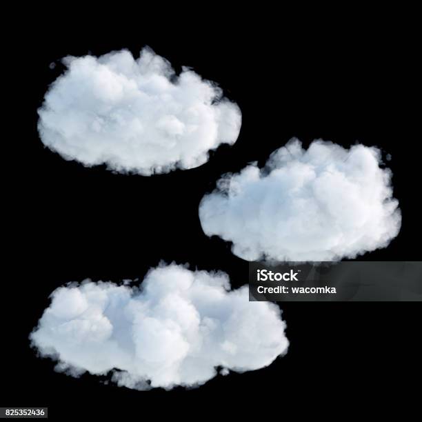 3d Render Digital Illustration Realistic Clouds Isolated On Black Background Stock Photo - Download Image Now