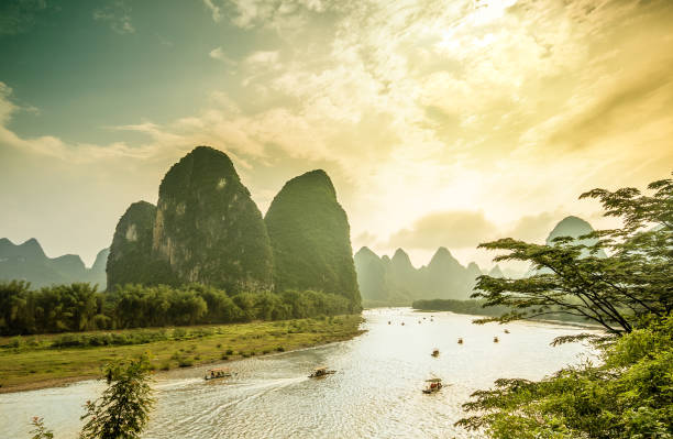istock Li river by Yangshuo in China 825359256