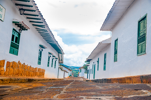 View on colonial buildings in old town of Barichara