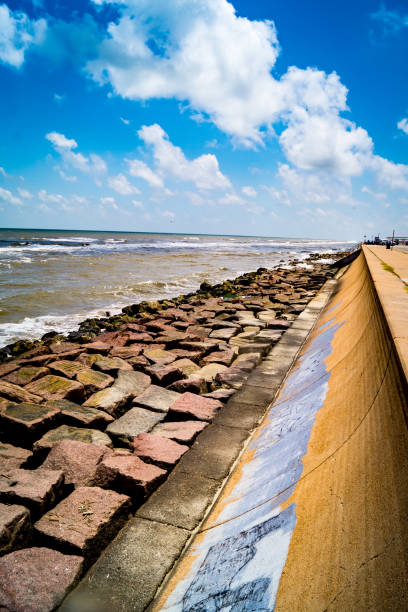 Gulf of Mexico and the Seawall in Galveston, Texas, USA
