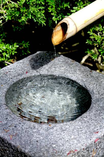 istock Water Dripping In A Japanese Gardens 825363082