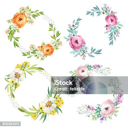 istock set of floral wreathes 825363312