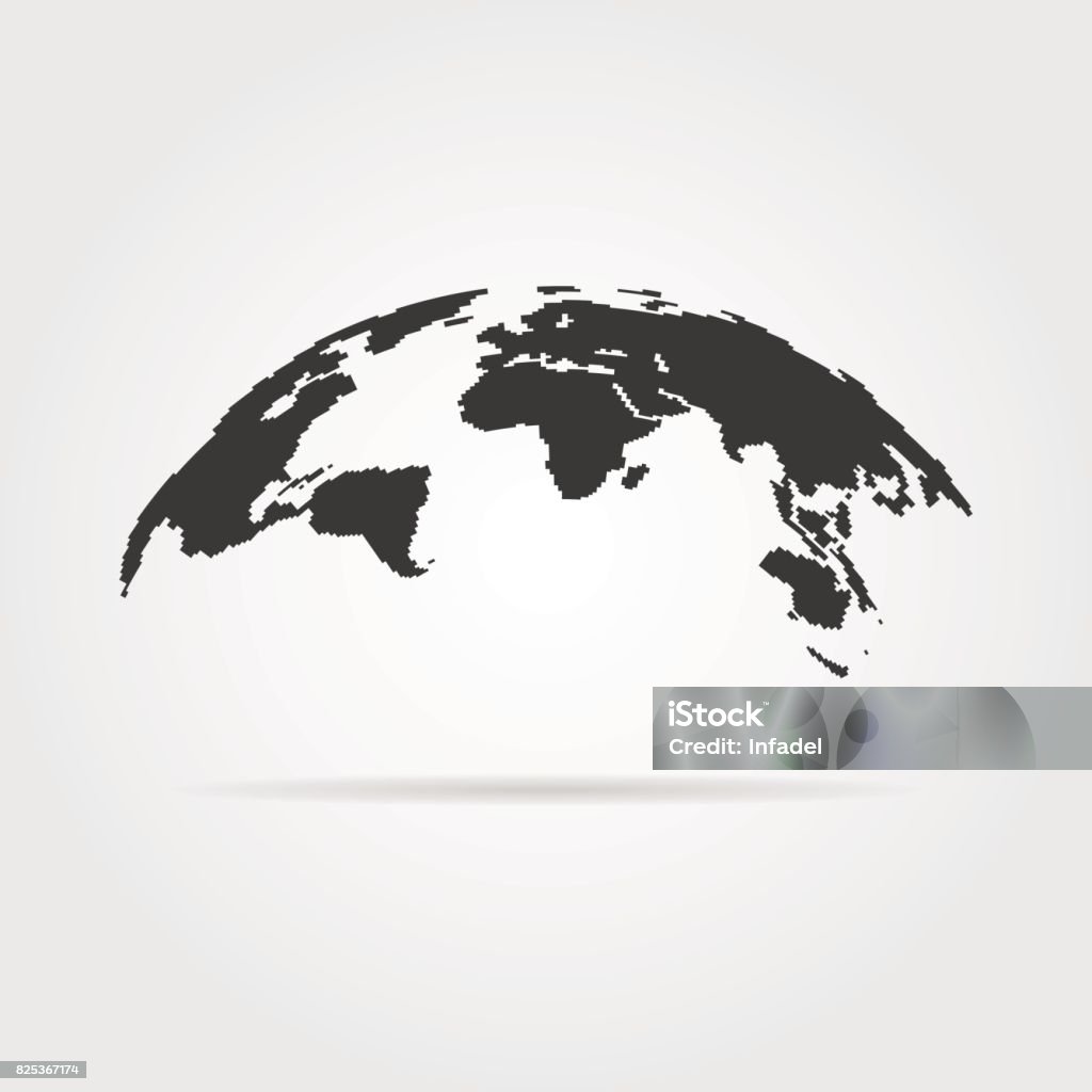 simple world map icon with shadow simple world map icon with shadow. concept of infographics element, trip around the world, globalization. isolated on gray background. flat style trend modern design vector illustration Globe - Navigational Equipment stock vector