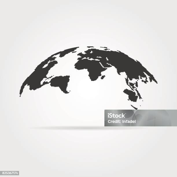Simple World Map Icon With Shadow Stock Illustration - Download Image Now - Globe - Navigational Equipment, Global, Global Communications