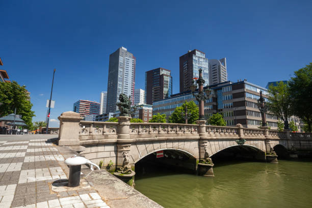 Regentessebrug bridge on skyscrapers background, Rotterdam